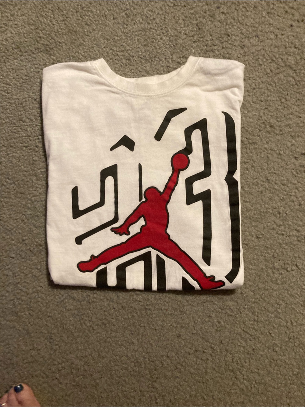Jordan White T-Shirt with Red Jumpman and Black Graphic